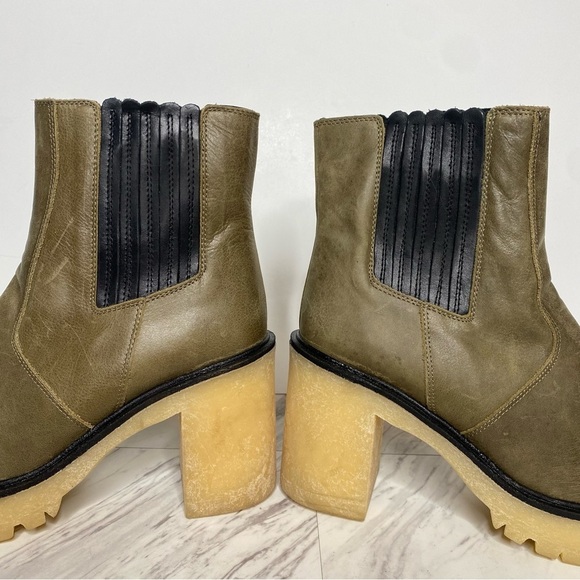 Free People James Deep Khaki Chelsea Heeled Boot 39.5 9.5 - Picture 8 of 14